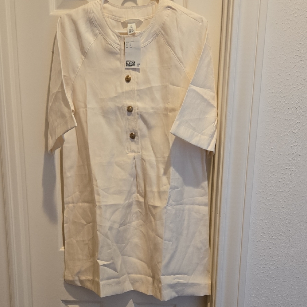 H&M Cream Button-Down Dress NWT